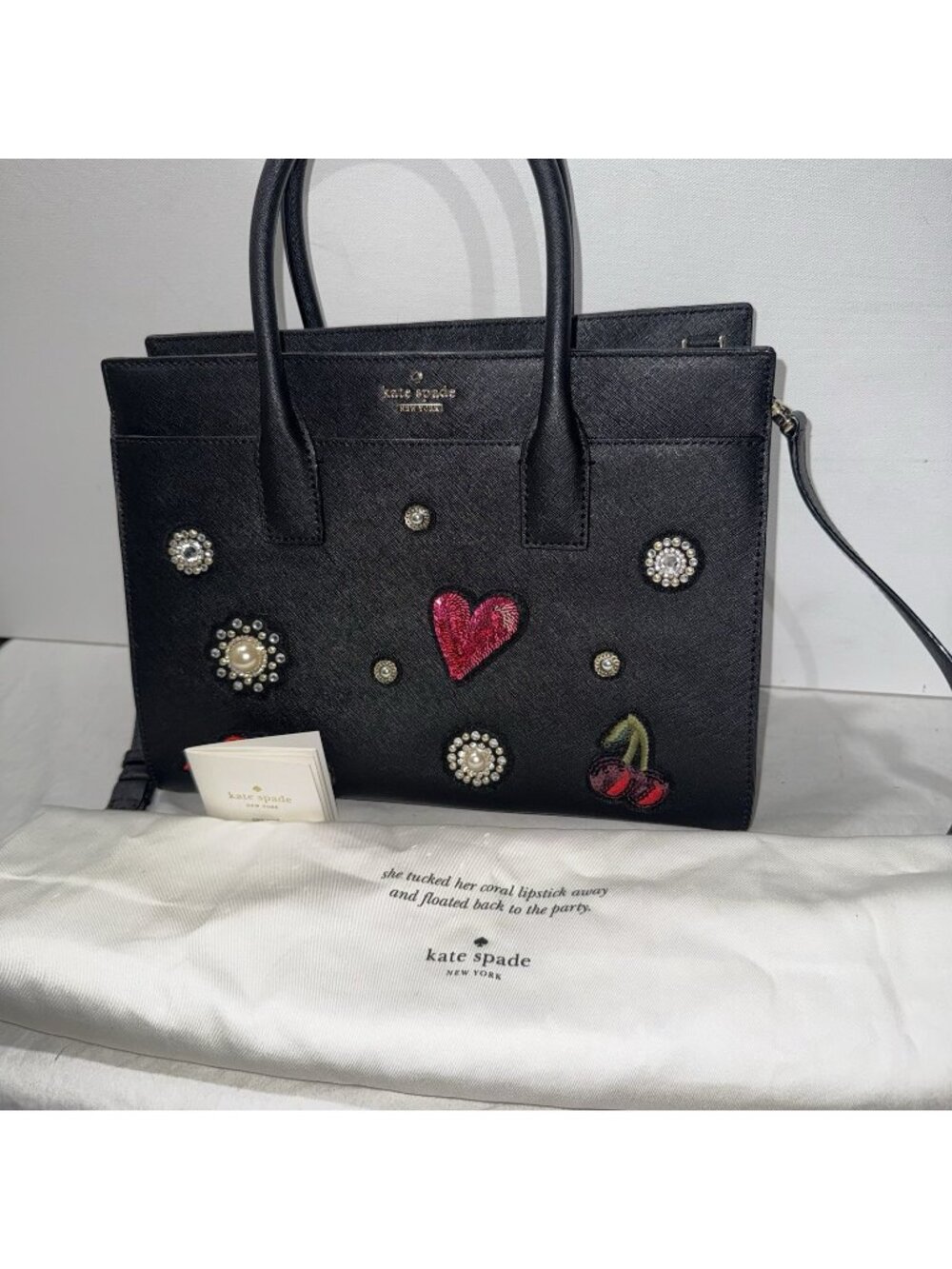 NWOT KATE SPADE x Rodin Fields Cameron Sequin Patches Large Leather Satchel